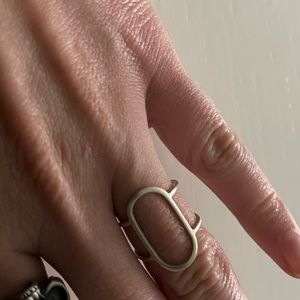 Open oval Sterling silver ring - size 5-6 adjustable